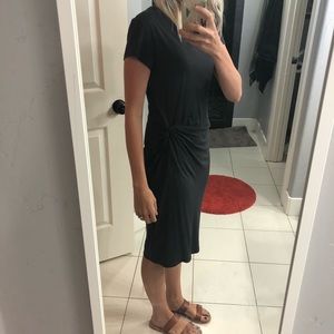 H&M charcoal grey tshirt midi dress with side knot